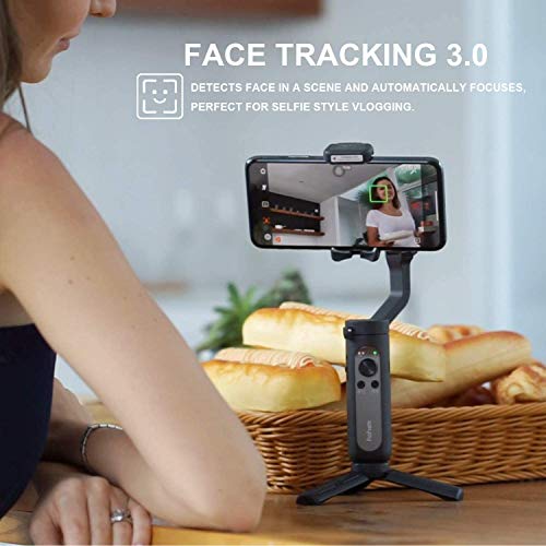 hohem Smartphone Gimbal Stabilisator, 3-Achsen Handy Gimbal Stabilisator für iPhone 12/11/X/Max Samsung Huawei usw, One-Click Bedienung, Sportmodus, Gesichtsverfolgungs, Bewegungszeitraffer (Schwarz)