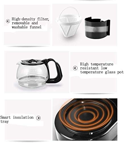 YAeele Kaffeemaschine, Haushalt Kaffeemaschine, Drip-Automatik Filterglas Kaffeekanne, Temperiergeräte Isolierung Basis… – Bild 6