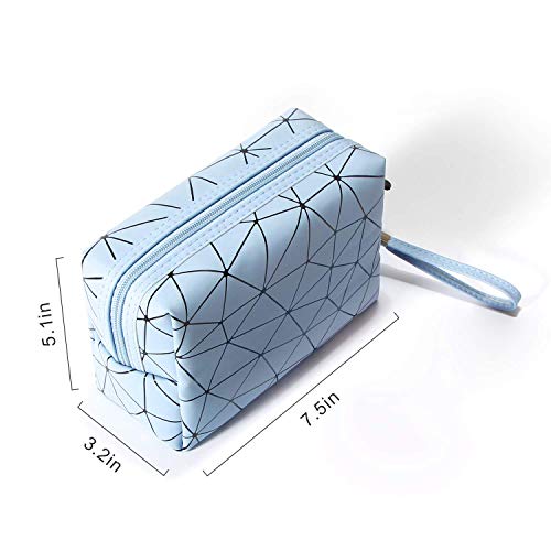 Makeup Bag Small Travel Portable Multifunctional for Cosmetics Make Up Tools with Mini Makeup Brush Set Sponge Gift for Women Girls