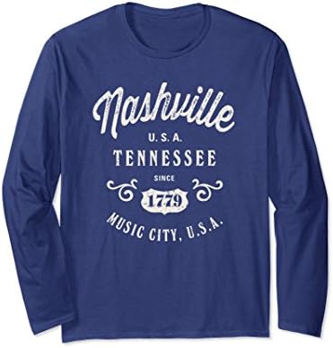 Unisex Nashville Music City USA Vintage T-shirt Medium Navy