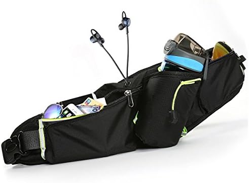 Fanny Pack with Water Bottle Holder,3 Zippered Pockets, Fit 7 inch Phones, Hiking Waist Bag, Water Resistant, Funny Running Belt Bum Bag for Ridding, Dog, Walking, Jogging,by Gama