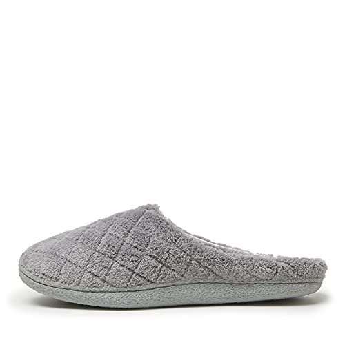 Dearfoams Women's Leslie Quilted Terry Clog Slipper, Medium Grey, X