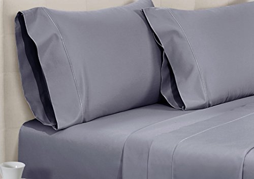 Chateau Home 800 Thread Count 100% Egyptian Cotton Sheets – Charcoal Long-Staple Cotton Cal King Sheets, Fits Mattress Upto 18'' Deep Pocket,Soft Sateen Weave, Soft Cotton 4 Piece Bed Sheets Set