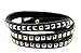 Hinky Imports Leather Silver Tone Metal Stud Simple Elegant Wrap Around Bracelet (Black)