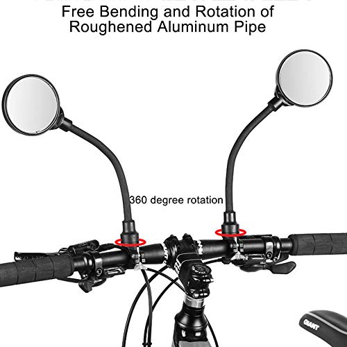 Womdee Bike Rear View Miror with Gasket, 360° Rotatable Bending Bicycle