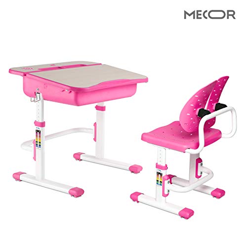 Mecor Kids Desk And Chair Set,Children Study Table Wood Grain Inclined