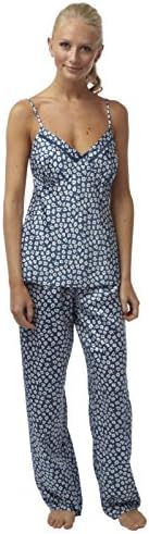 SaneShoppe Ladies Silk Touch Satin Pyjamas in Petit Fleur Print Faggotting Trim Size 8 to 20