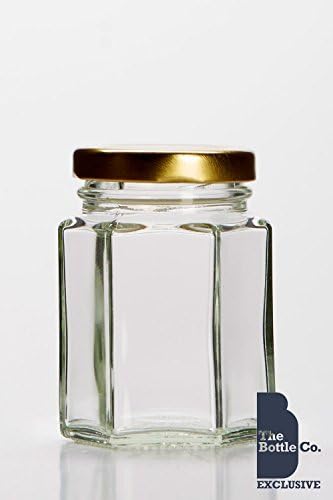 BOTTLE COMPANY 72 X 4OZ/110ML APPROX HEXAGONAL JAM JARS,CHUTNEY,PRESERVE,PICKLE,SWEET,HONEY,WEDDING FAVOUR JAR C/W GOLD LIDS by THE BOTTLE COMPANY