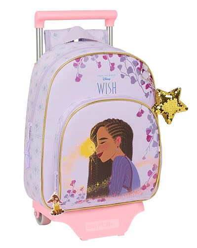Safta Wish Kinderrucksack mit Trolley 705, ideal für Kinder verschiedener Altersgruppen, bequem und vielseitig, Qualität und Widerstandsfähigkeit, 28 x 10 x 34 cm, Lila, Lila, Estándar, Lässig