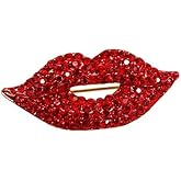 Red Lips Rhinestone Brooch Pin Women Red Lips Full Rhinestone Brooch Pin Creative Sexy Crystal Shining Mouth Brooch Party Wedding Jewelry Accessories Gift Brooches and Pins Jewelry