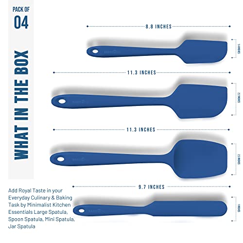 BakeRoyal Silicone Spatula Set 4Piece Rubber Spatulas Silicone Heat Resistant 600°F for