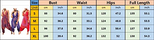 Kafiloe Womens Boho African Print Spaghetti Strap Loose Fit Harem Jumpsuit Rompers Pants Long Summer Casual Blue L