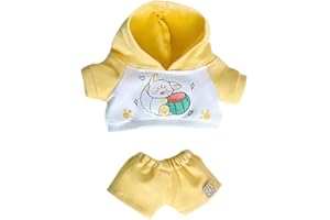 niannyyhouse 20cm Plush Doll Clothes Fox Panda Puppy Hoodie Pants 8in Doll Accessories (Yellow)
