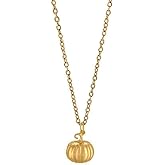 Cute Pumpkin Necklace for Women Autumn Theme Minimalist Metal Style Gold-Tone Plated Costumes Necklaces Thanksgiving All Saints' Day Halloween Fall Jewelry Party Festival Decor for Daughter Her