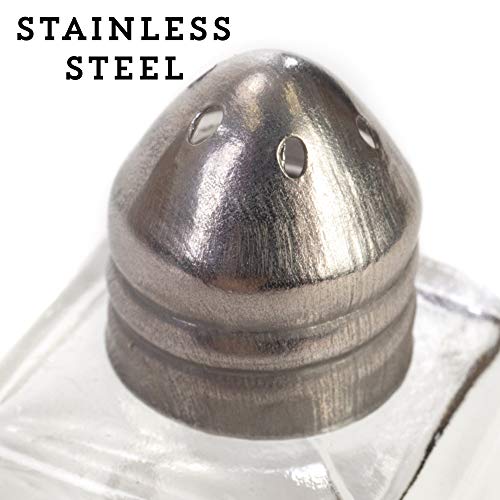 12-pack of Mini Spice Shakers, Salt & Pepper, Spices, Seasonings - 1" x 1.5" Stainless Steel Top & Glass Cube Body Jars - Holds .5oz - Small, Personal, Travel Restaurant & Home Kitchen Supplies