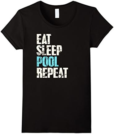 Womens Eat Sleep Pool Repeat Swimmer's T-Shirt For Swim Teams XL Black