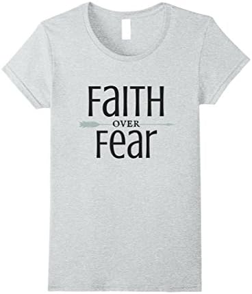 Womens Faith Over Fear Christian Inspiration Shirt Small Heather Grey