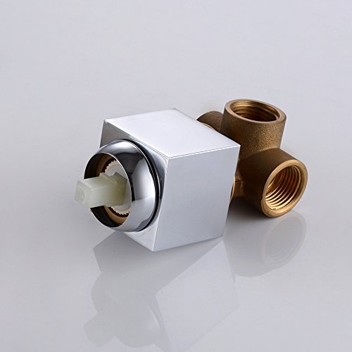 KES BRASS Shower Faucet Body Valve and SOLID Stainless Steel Trim Square Concealed Replacement for Bathroom Showering System G 1/2, Polished Chrome, L6711
