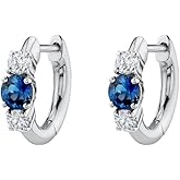 Lansora CZ Cuff Huggie Hoop Earrings for Women Silver Post Cubic Zirconia Minimalist Hinged Hoop Jewelry