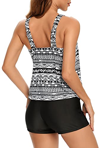 BIKINX Blouson Tankini Swimsuits for Women Tummy Control Bathing Suits Maternity 2 Piece Swim Suits with Boyshorts