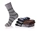 Mens Merino Wool Socks Warm Thermal Heavy Thick Winter Boot Cozy Hiking Comfort Cozy Crew Socks 5 Pairs(Stripe)