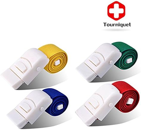 MAZU 4-Pack Tourniquets-Elastic First Aid Quick Release Sport Emergency Tourniquet Buckle for Home, Outdoors, sports,Car, Camping, Workplace, Hiking &amp; Survival (Multi-color) B5