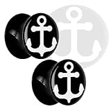 BodyJ4You Anchor Plugs Double Flare Acrylic Ear Gauges Plugs 8G-14mm (2 Pieces)