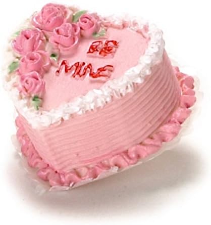 Falcon Miniatures Dollhouse Miniature Pink Valentine Bakery Heart Cake by