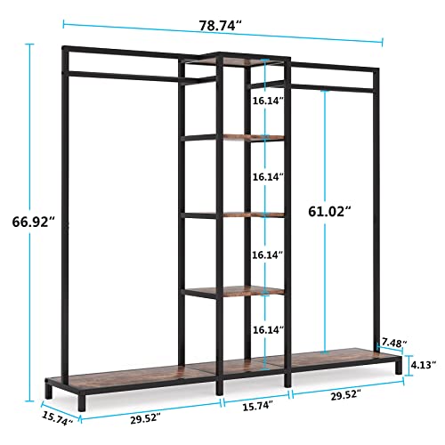 Tribesigns Freestanding Closet Organizer, Garment Rack with Double Rods
