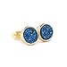 JAB 8mm Round Natural Agate Titanium Druzy Stud Earrings Gold Plated Copper Drusy Jewelry