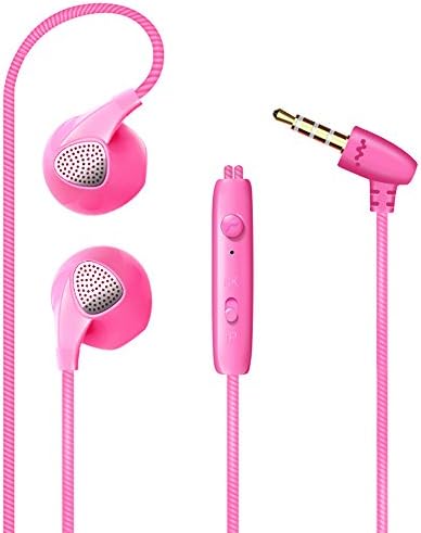 In-Ear Earphones with Microphone Earbuds for Phone Candy Color Aviation Cable Heavy Bass Sound Quality Music Headset For Xiaomi Earpods (Pink)