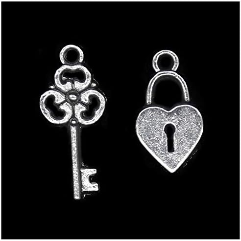 Pack of 80 Vintage Charms Antique Tibetan Silver Pendants Bulk Craft Supplies for Jewelry Making DIY