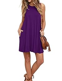 PrinStory vestido playera informal con bolsillos con vuelo para mujer