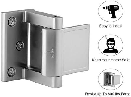 TOYFUL Privacy Door Latch for in-Swinging Doors Security Childproof Security Door Lock with 3 Screws Satin Nickel Finish