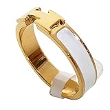 Qindishijia Love Ring - Titanium Fashion Classic Color Blocking H Ring (size: 5-10) (Gold/White, 6)