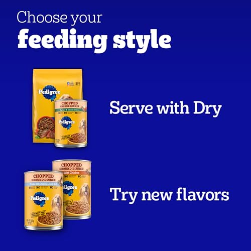 PEDIGREE CHOPPED GROUND DINNER ADULT WET DOG FOOD T-BONE STEAK FLAVOR 13.2 OZ. CANS 12 COUNT