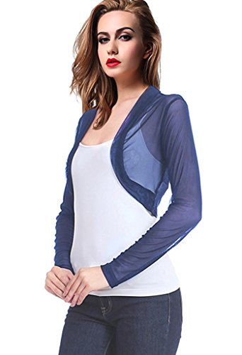 ETAOLINE Womens Sheer Mesh Bolero Shrug Long Sleeve Cropped Cardigan