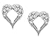 Small Crystal Heart Shaped Guardian Angel Wings Silver Tone Stud Earrings