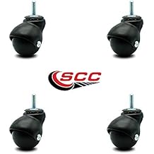 Service Caster Flat Black Hooded 2 Inch Swivel Ball Casters with 5/16 Threaded Stems - 300 lbs. Total Capacity - Set of 4