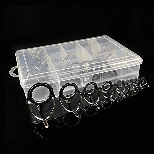 Rfvtgb 40 Pcs/Set Fishing Rod Guides Tip 8 Sizes Repair Kit Rings Eyes Set Rings Steel Frames