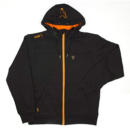 FOX Black/Orange Heavy Lined Hoodie Jacke Kapuzenpullover, Pullover mit Kapuze, Angelpullover, Anglerpullover schwarz…