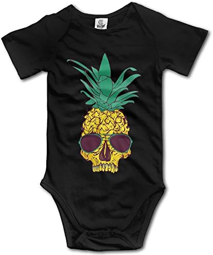 EEORRGB Pineapple Fruit Skull Head Baby's Cotton Gauze Baby Onesie Commemorative Edition Screen Print Short Sleeve Bodysuit