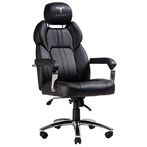 TOPSKY Executive Office Chair Large PU Leather Chair with Adjustable Headrest High Back (Black)