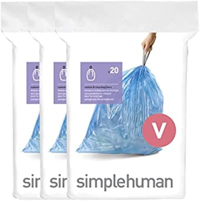 simplehuman CW0269 Code V Custom Fit Bin Liner 60 Count Blue
