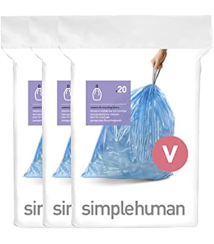 Simplehuman Code V Custom Fit Recycling Can Liners, 4.2-4.8 Gallon - 60 Count