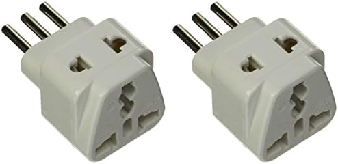 Ckitze BA12-2PK 2 in 1 USA to Italy Plug Adapter - 2 Pack, Universal (Type L)