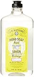 J.R. Watkins Natural Liquid Hand Soap, Lemon, 24 Ounce Refill