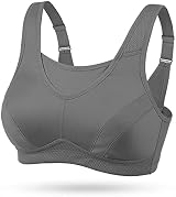WingsLove High Impact Sports Bra Full Coverage Wirefree Gray Plus Size view 6