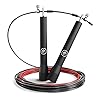 Springtouw Speed Jumping Rope + Trainingsgids & Reservekabel | Lichte dunne staaldraad, verstelbaar + Kogellagers…