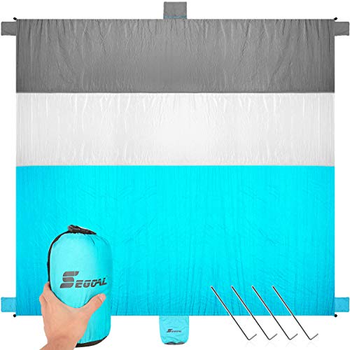 Sand-Proof Beach Blanket Large Size 10″X 9″ Waterproof Soft Durable Quick-Drying Laceration Resistant 201T Nnylon Material Portable Outdoor Picnic Mat for Family Friends Travel Camping Hiking